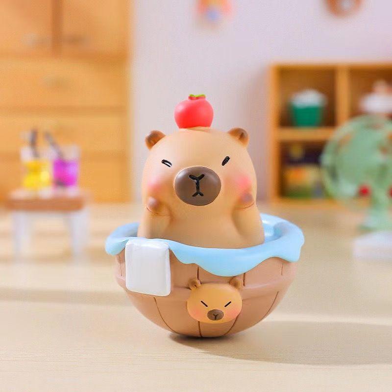 Capybara Shake-Free Series Blind Box Capybara Figurine Stress Relief Healing Desktop Ornament Doll for Women