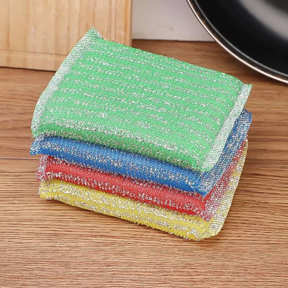 Steel Wire Sponge Scrubbers Home Kitchen Cleaning Pads Dishes Pots Pans Oil and Stain Removal Household Rags Sponge Wipe