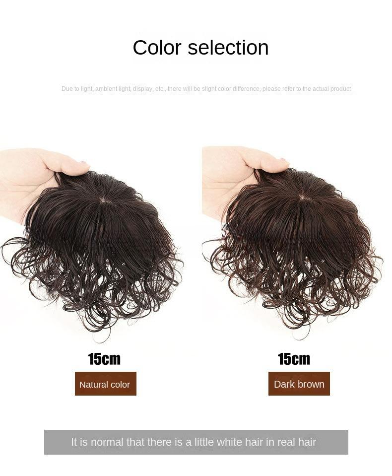Natural Color/Dark Brown Human Hair Toppers For Women 3 Clips In Curly Topper Hairpieces For Hair Loss Volume Cover Grey Hair