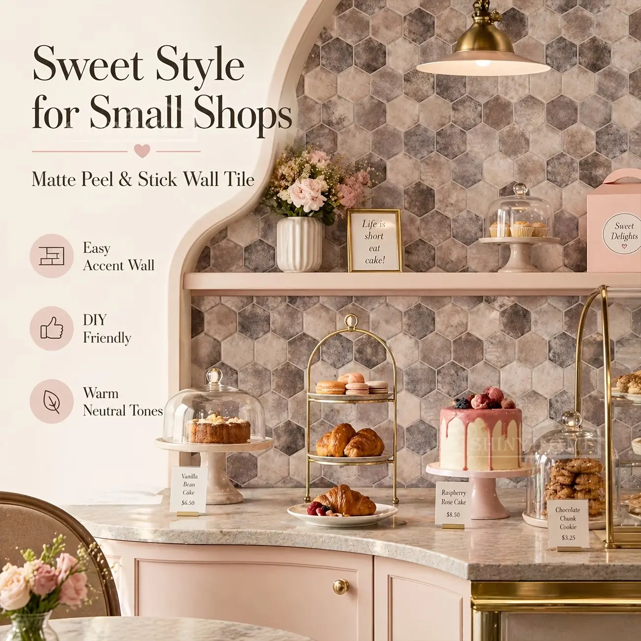 10pcs 3D Hexagonal Self-Adhesive Wall Stickers, Waterproof Tile-Like Splash-Proof, 30x30cm No-Glue Installation, Kitchen Bathroom Decor