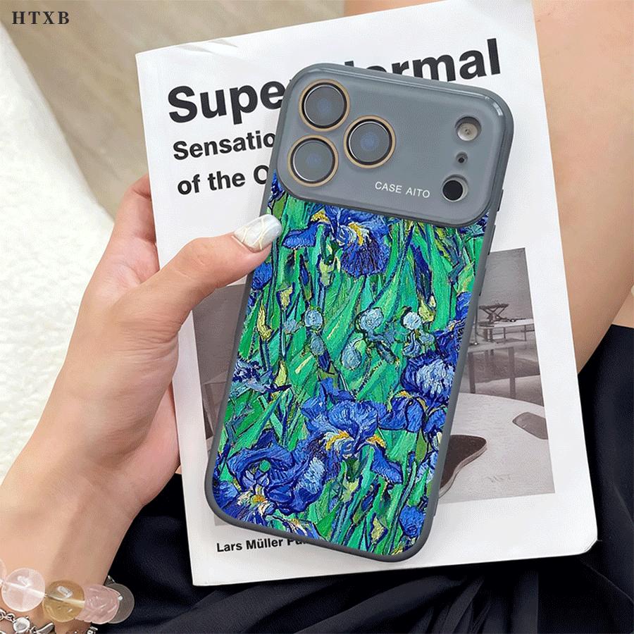 Artistic Oil Painting Plant Case for iPhone 17 Pro Max 17Air 17 16E 16 15 14 13 12, Ultra Skin-Friendly TPU, All-Inclusive Glass Lens Protection, Aesthetic Botanical Floral Gift, Trendy Dopamine Ins Style Cover, Shockproof Slim Case, Lens Window