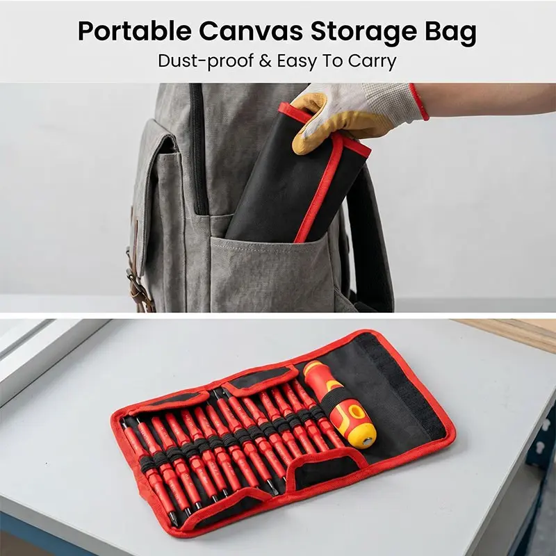 Multi-Functional Manual Tool Set, Interchangeable Bits, Cross Flat Star Hex Screwdrivers, Home Furniture Repair Kit, Multipurpose Screwdriver Kit, Convenient Cloth Bag