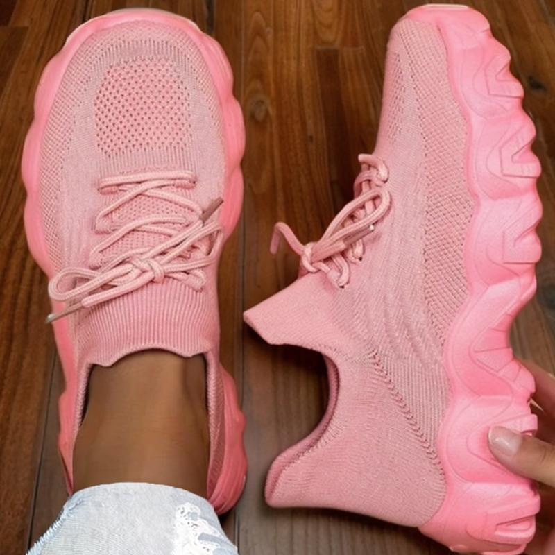 Women's Sock-Fit Lightweight Training Sneakers Zero Gravity Running Shoes for HIIT Yoga 24/7 Hustle Air-Weave Mesh Lace Up Low Top Hot Pink Sneakers