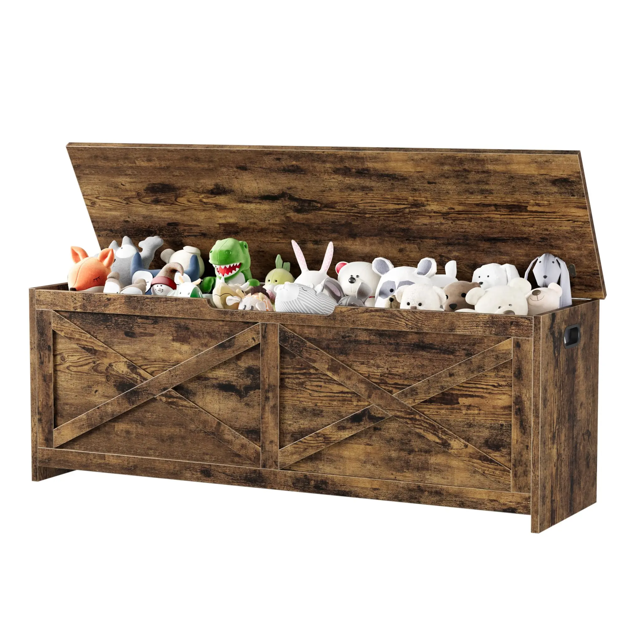 47" Wooden Storage Bench, Flip Top Entryway Shoe Bench with Safety Hinge, Large Toy Chest, Storage Ottoman for Entryway Bedroom Living Room