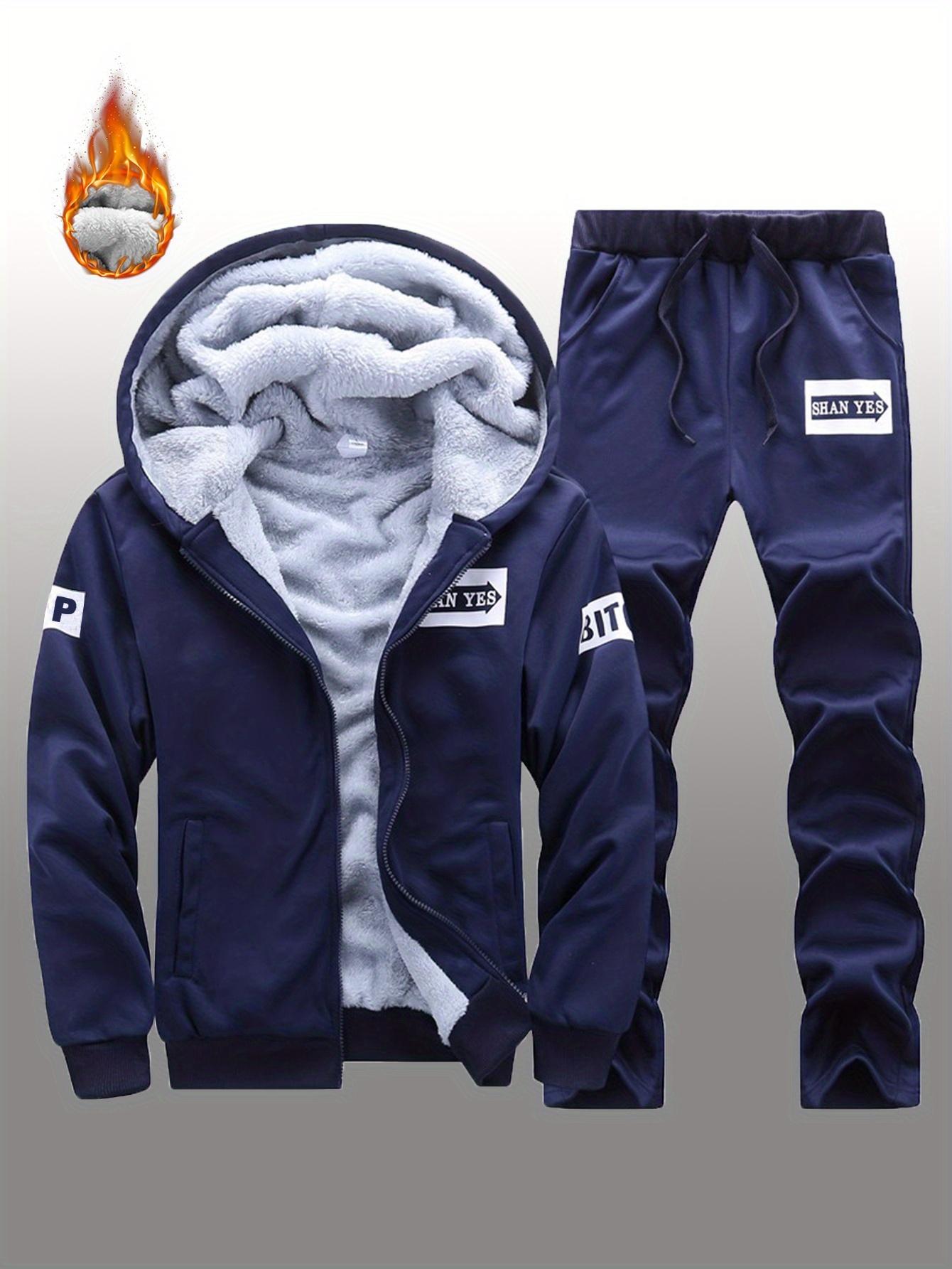 Men's Hooded Thickened Velvet Casual Sports Suit