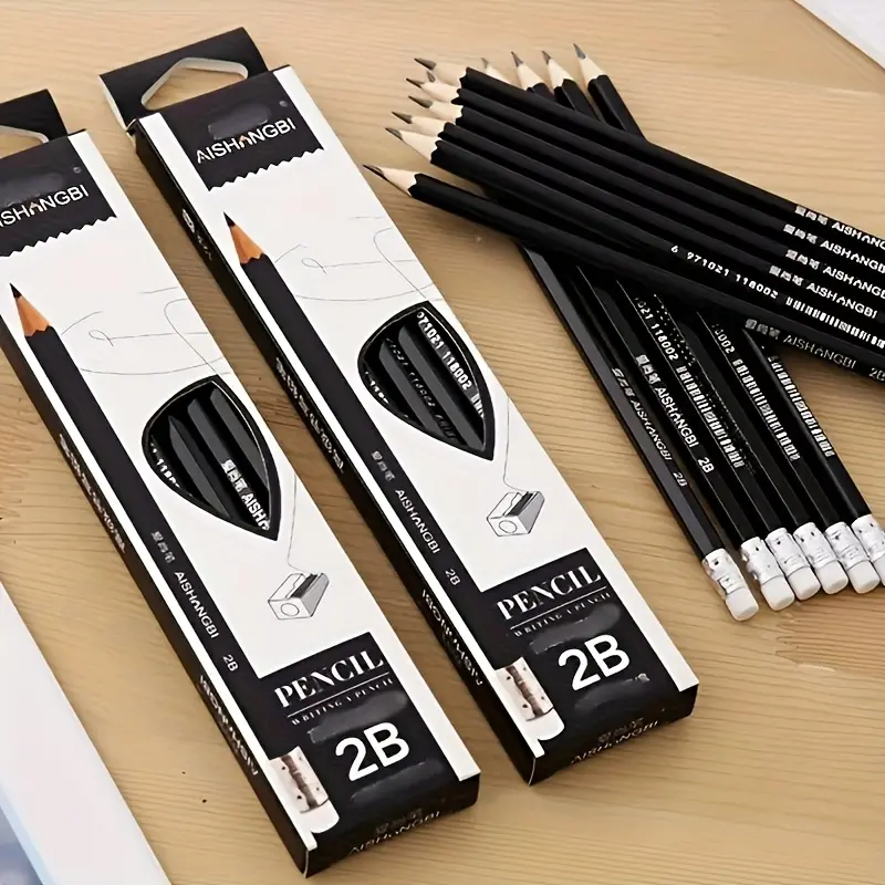 60Sets Of 2B Black Pencils with Erasers, Writing Tools, Sketching Pencils, Hand Drawing Tools, 2B Exam Pencils, Art Supplies, Stationery, High-Quality Writing Tools, Suitable for Writing, Student Drawing, Sketching, And Doodling.
