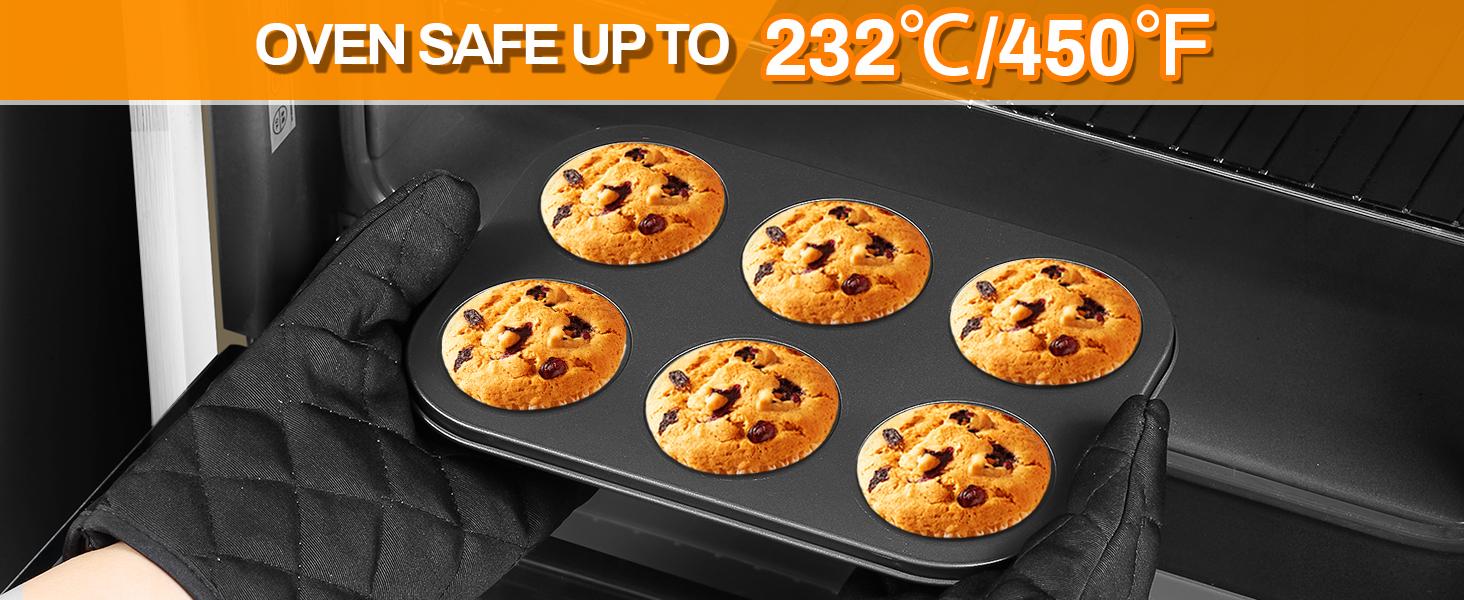 12PCS Nonstick Bakeware Set, Non-Toxic Carbon Steel Baking Pans Set with Wider Grip, Includes Roasting Pan, Cookie Sheet, Cake Pans, Muffin Pans, Cooling Rack, Oven Mitts, Easy Release