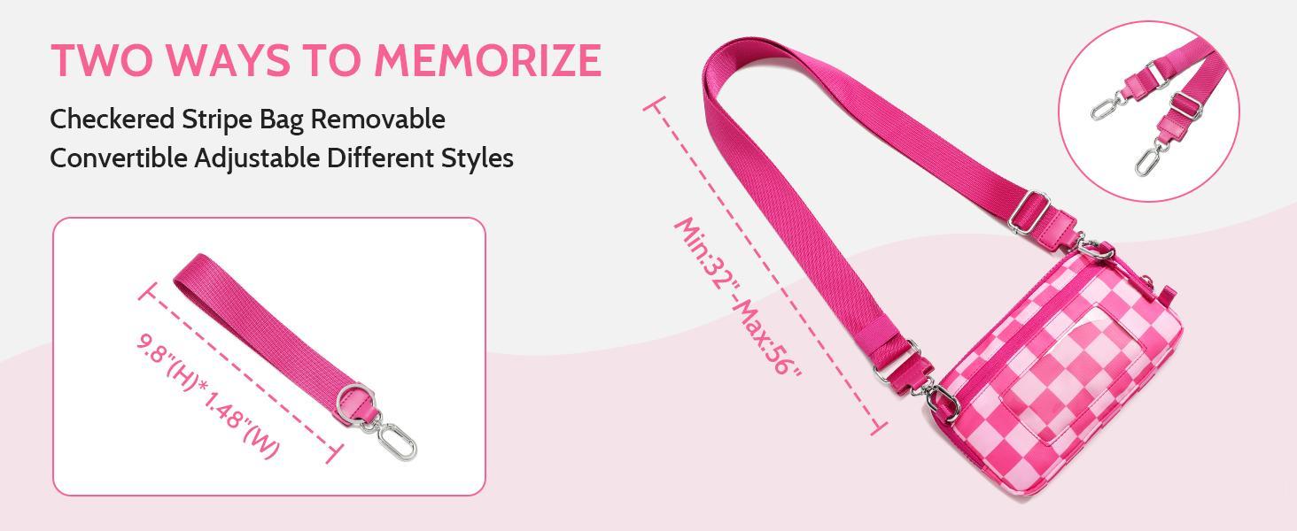 Wristlet wallets for women Nylon Quilted Wallet with 4 Zippers,Travel Credit Card,Holder Cell Phone Organizer, checkered belt bag