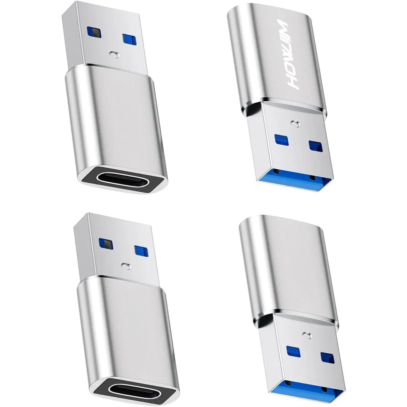 4-Pack USB 3.0 Male to USB-C Female Alloy Adapter with OTG Support, 5Gbps Speed, Audio+Data, M-Series Phones Compatibility for MacBook, Pad Pro, Galaxy, Xperia Watch, Pixel, Portable Size