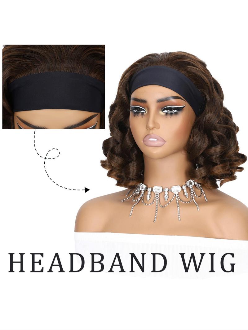 14 Inch Fashionable Plain Color Curly Wigs for Women, Gorgeous Fluffy Wigs with Band, Synthetic Full Machine Wigs for Party, Daily Use, Wavy Wigs