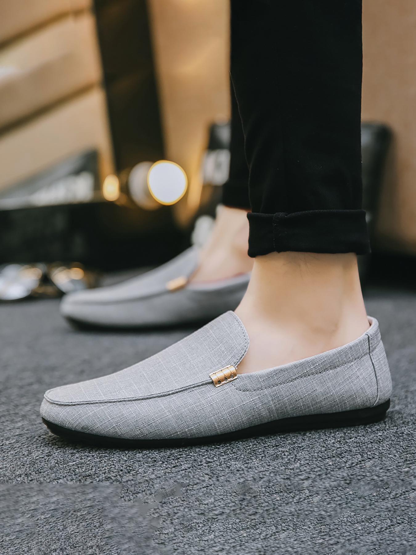 Men's Minimalist Plain Color Canvas Flat Shoes, Casual Low Top Slip-on Shoes for Men, Men's Workout Flat Shoes for Commuting, Daily Life