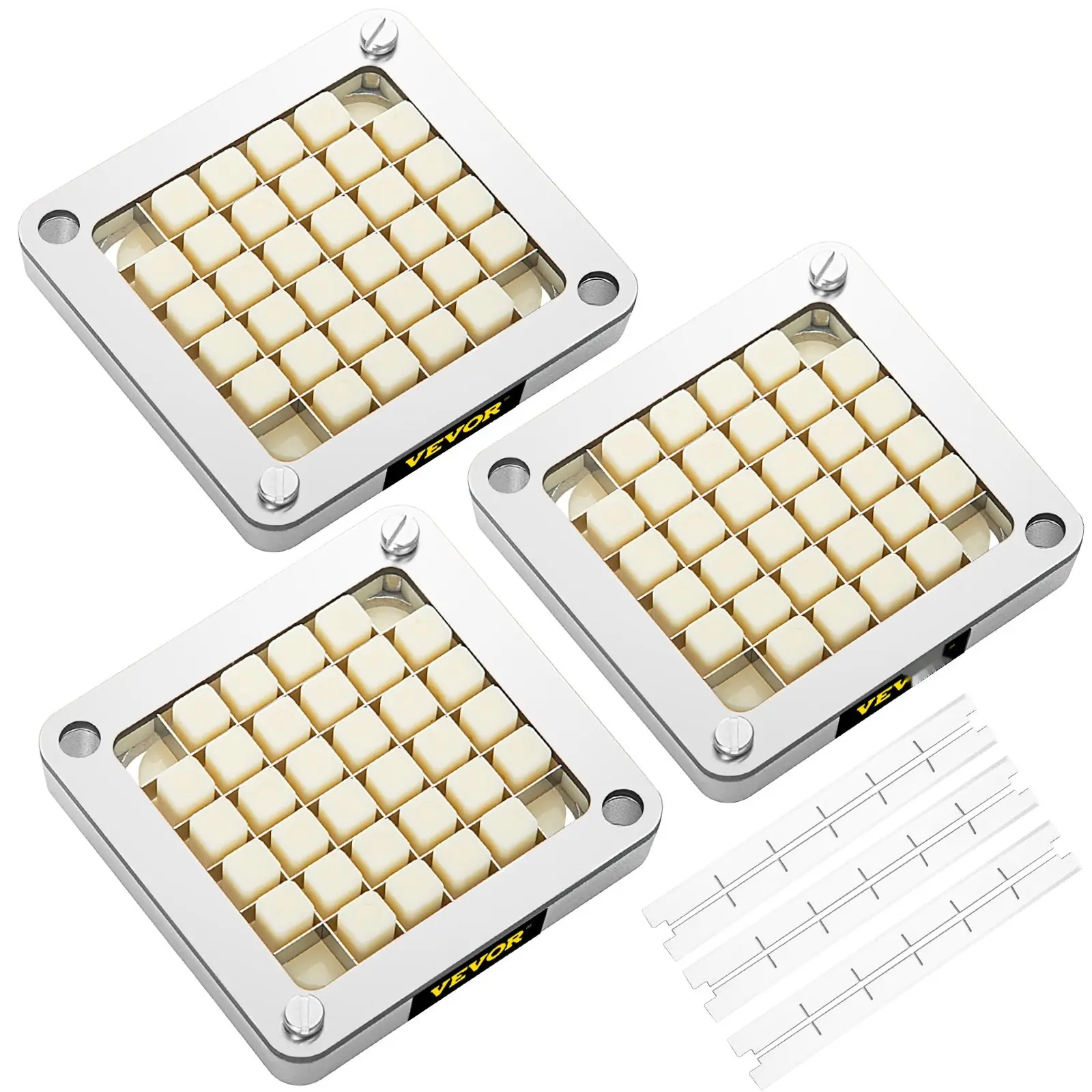 Replacement Chopper Blade Set 1/2 Inch - French Fry Blade Assembly With 6 Extra Knives, Stainless Steel Dicer Parts, Push Block, For Cutting Potatoes, Carrots, Onions, Cucumbers, Mushrooms, Food Prep Kitchen Tool