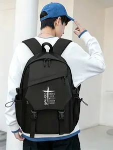 Faith Cross Pattern Lightweight Laptop Backpack - Large Capacity Travel & Commuter Backpack, Adjustable Shoulder Straps, Unisex, Durable Polyester Material, Suitable for Outdoor and Daily Use