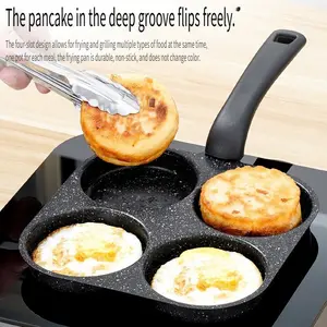 Four-in-one non-stick omelette pot, multi-purpose in one pot, cast iron material, uniform thermal conductivity, durable, compatible with a variety of cookware, suitable for pancakes, omelettes and other kitchen tools for various purposes