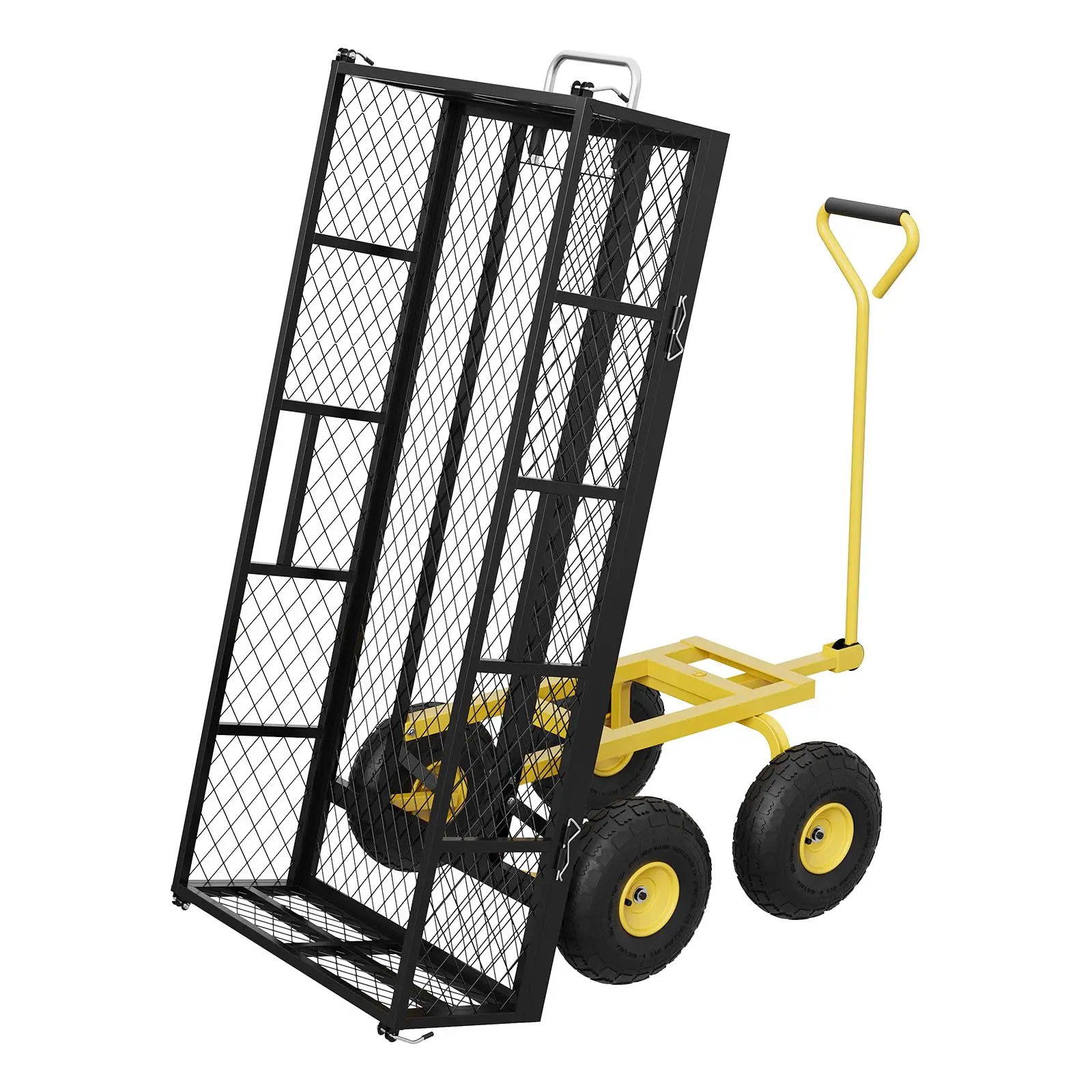 Garvee 900 LBS Garden Dump Cart with Removable Sidewalls, Heavy Duty Steel Frame, 180° Swivel Handle, and 10-Inch Tires - Versatile Yard Cart Utility Wheelbarrow for Backyard and Farm Use