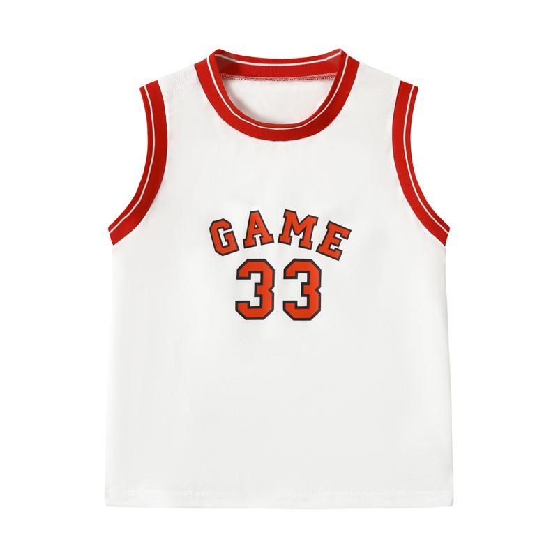 6-piece children's basketball suit, boys' and girls' jerseys, ball pants suit, digital letter printed summer lightweight basketball vest and shorts.