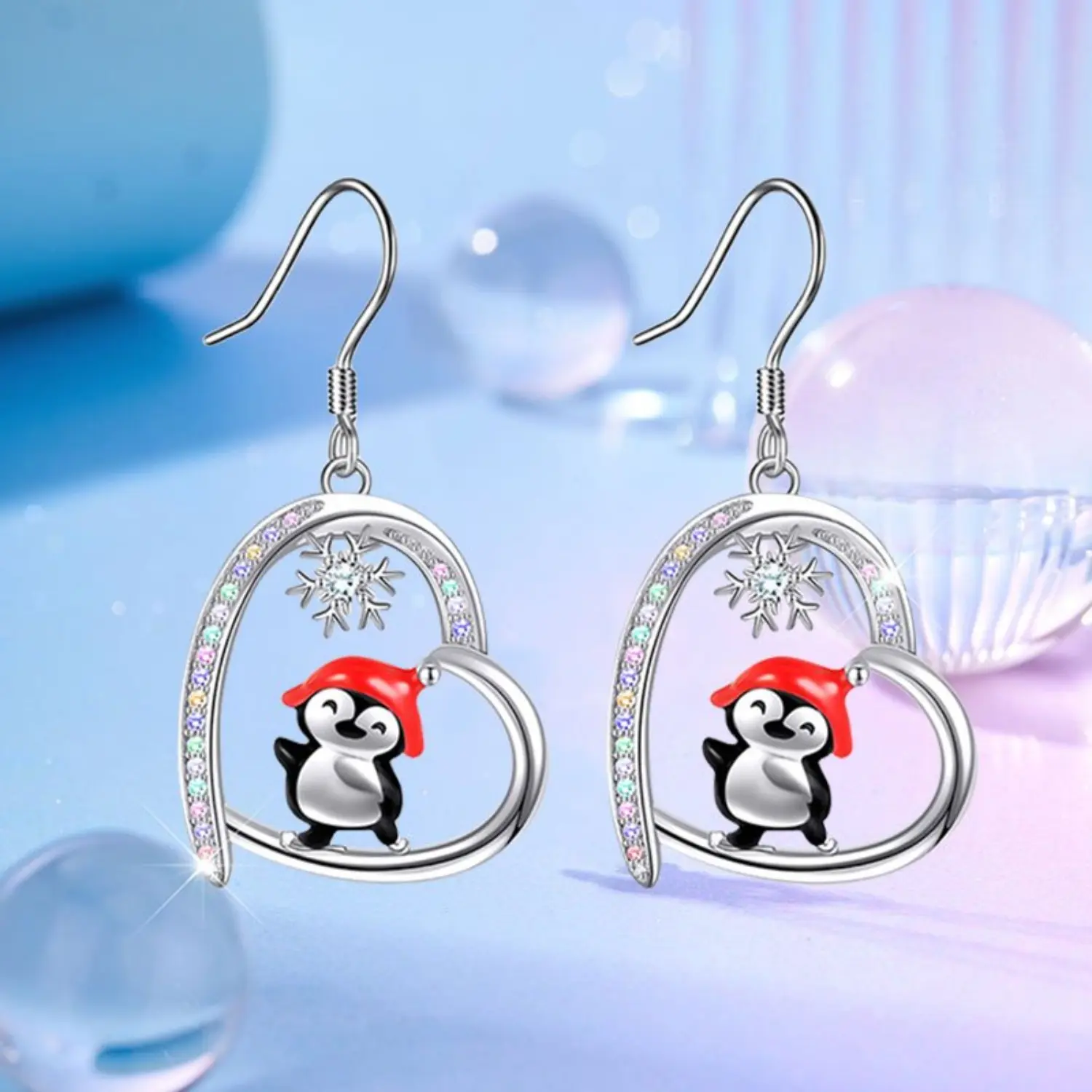 Unisex Cute Animal Penguin Stud Earrings with Shiny Finish - All-Seasons Sports & Outdoor Casual Daily Accessory, Animal-Themed Holiday Gift