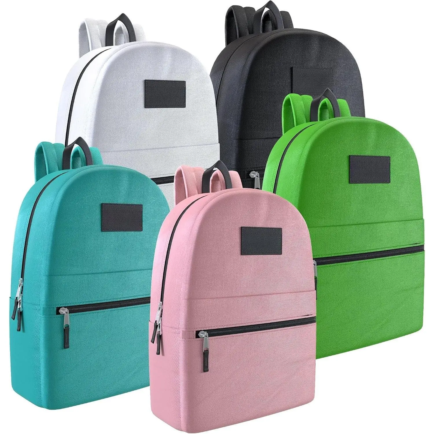 5 Pack Bulk Backpacks, Wholesale 17-Inch Lightweight Bookbags for , Adults, School, Classroom, Travel, Gym Supplies with 1 Large, 1 Small Pocket,  for Events, Corporate , Mix