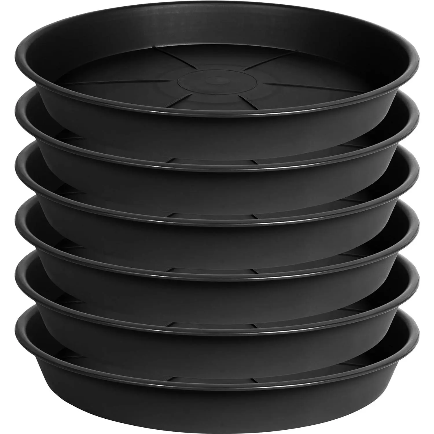 6 Pack of   4 inch, Heavy Duty Plastic Pot  Drip Trays Saucers for Indoors Outdoor,Black