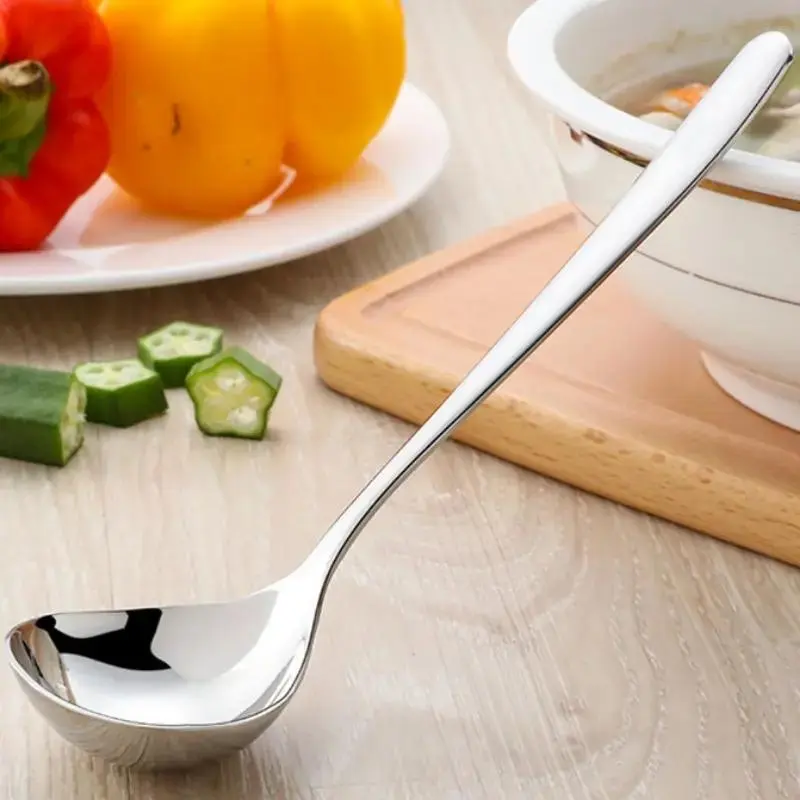 1 count Korean Stainless Steel Thickening Spoon Creative Long Handle Hotel Hot Pot Spoon Soup Ladle Home Kitchen Essential Tools H2 for restaurant kitchen Durable Kitchenware Cooking Utensils Kitchen Cooking Accessories Eid Al-Adha Mubarak