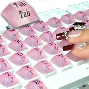 80PCS Self-Adhesive Keyboard Key Stickers – Long Nail Friendly Typing & Gaming Key Cap Overlays, Anti-Damage Replacement Key Labels for PC Laptop Keyboard, Waterproof Durable Alphanumeric & Symbol Keys for Nail Art Users, Office & Gaming Setup Customizati