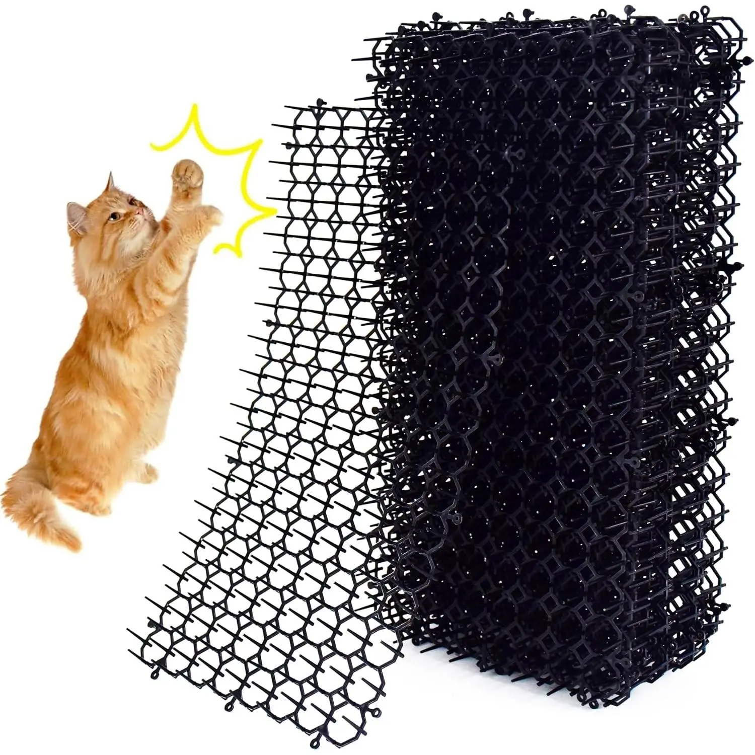 10 Pack 16 x 8 Inch Cat Scat Mat with Spikes, Scat Mat for Cats Cat Deterrent Mat Digging Stopper Repellent Spike Mat