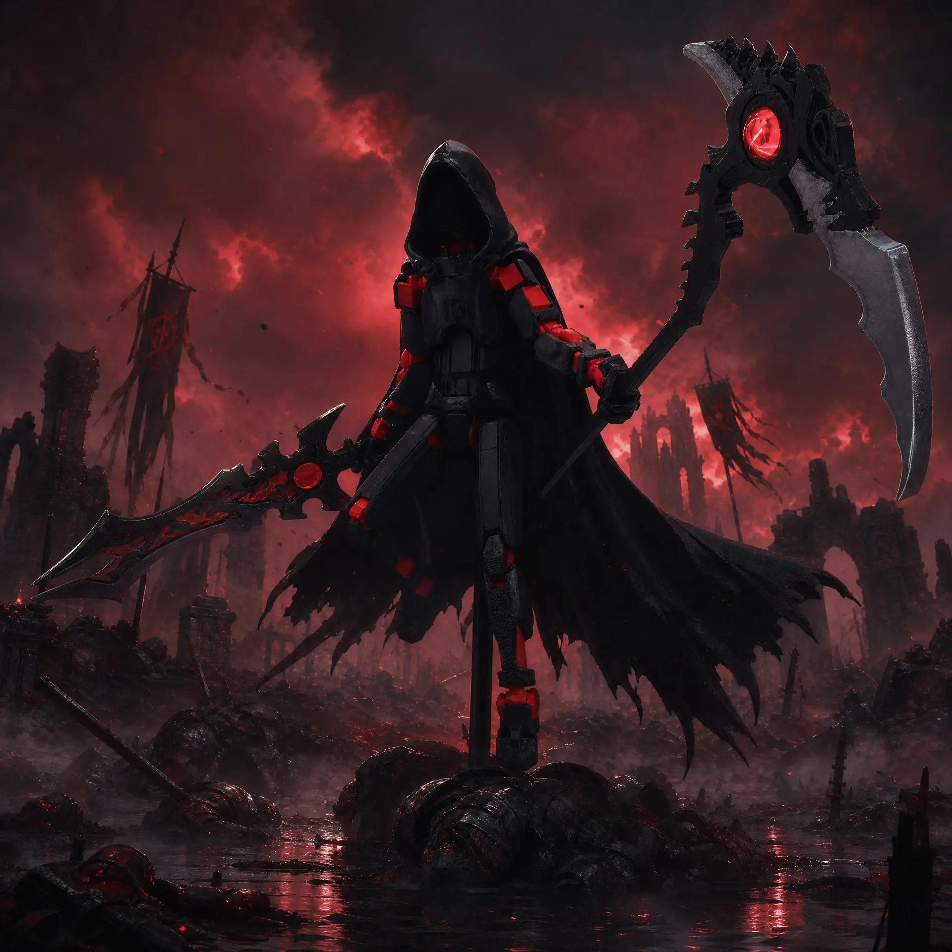 / Death God Cloak Action Figure, Jointed Model with Scythe, Desktop Car Collection Decoration, Horror Enthusiast DIY Gift