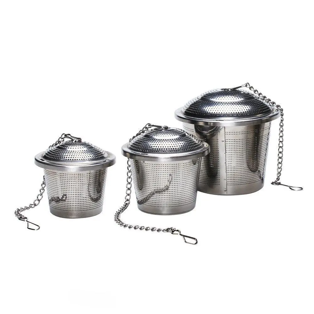 3 PCS Gold-Plated Stainless Steel Tea Infuser Basket with Lid, Fine Mesh Strainer, Chain, Large Capacity, Ideal for Loose Leaf Tea - Sports & Outdoor Protective Gear Accessory for Teapots, Mugs (Great for Hosting, Gifting), Spice, Kitchen, Leak-Proof, Lux