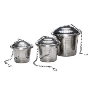 3 PCS Gold-Plated Tea Infuser Basket, Fine Mesh Strainer with Chain, Perfect for Evenly Filtering Loose Leaf Tea, Herbal Blends, and Spices in Teapots & Mugs