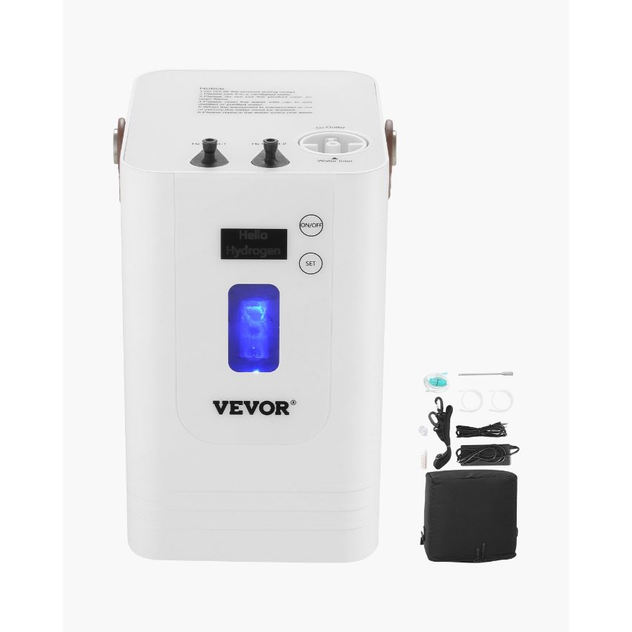 VEVOR Hydrogen Inhalation Machine, 99.99 High Purity Hydrogen Inhaler, HO-Separated 450ml/min (300 H+150 O) Three Ports Hydrogen Oxygen Inhaler, Hydrogen-Rich Water Generator for Home Travel