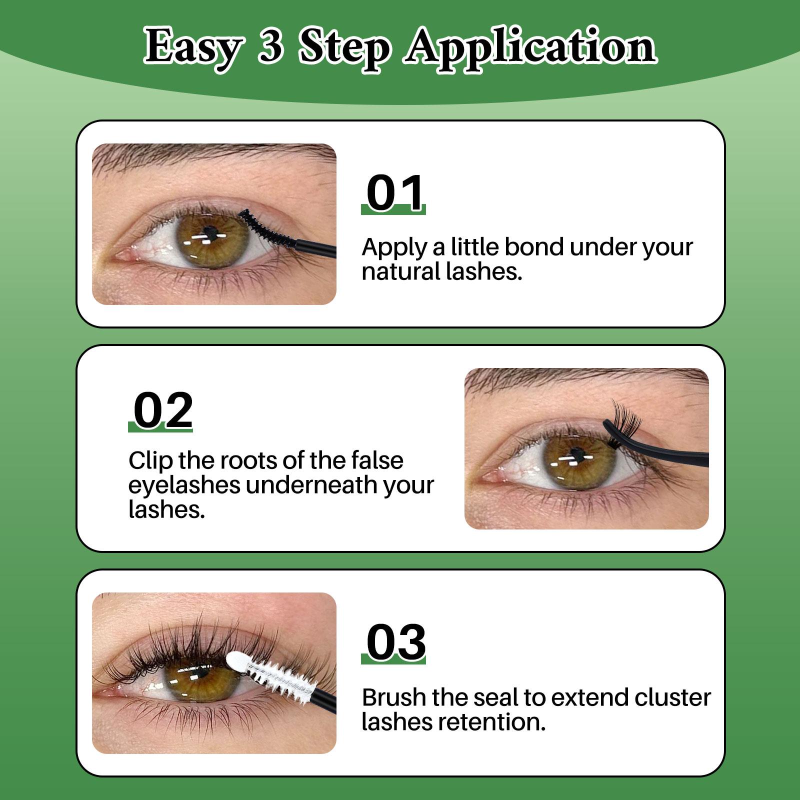 Eyelash Extension Kit, 280-Piece False Eyelash Set with 2 Glues, 2 Eyelash Removers, 2 Tweezers and 2 Brushes, Professional DIY Lash Cluster Eye Makeup Tool