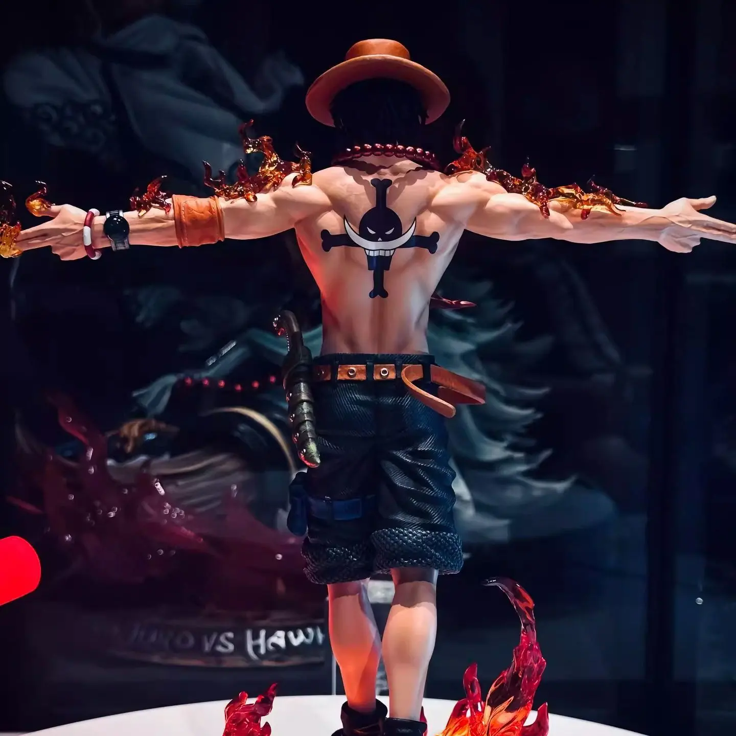 One Piece Portgas D Ace Standing Figure, Detailed Flame Effect, High-Quality PVC, Perfect Collectible for Fans, Desktop Decoration