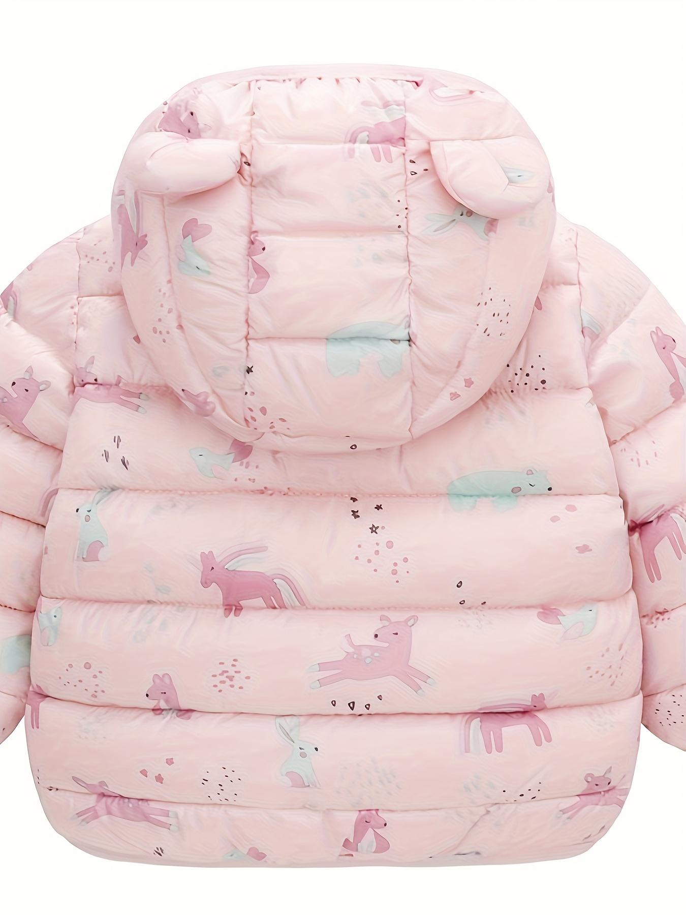 (New)Girls' Cute Dinosaur Print Hooded Jacket • Thickened Winter Coat with Zipper Closure • Soft Polyester Filling • Regular Fit Short Length for Fall/Winter • Halloween & Christmas Outfits • Dinosaur Clothes • Kids Winter Wear • Playful Kids (Gift)11