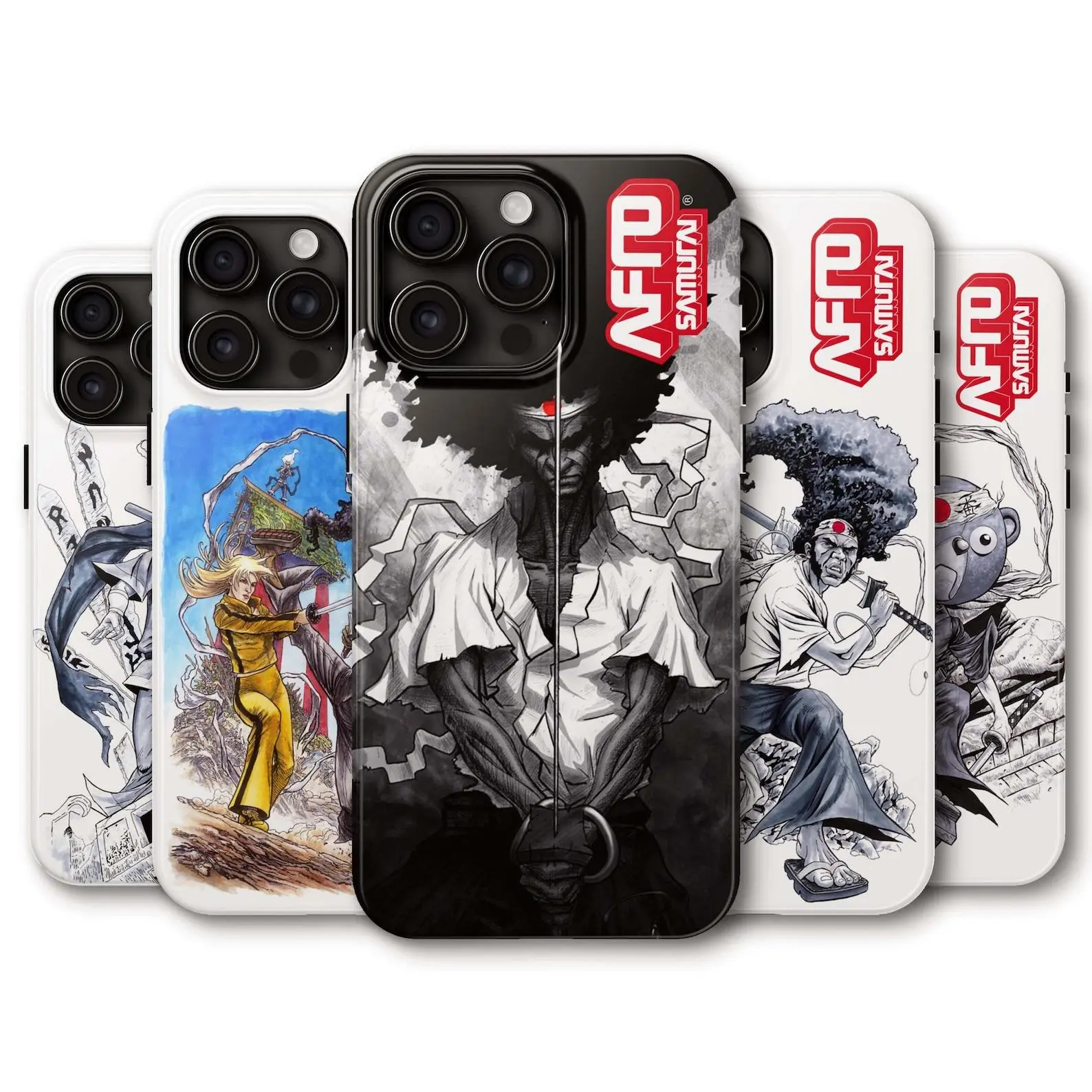 Afro Samurai Anime Series Design Durable Aesthetic Phone Case Accessories, Protective Covers for iPhone 11-17 Pro Max/Plus and Samsung Galaxy S23-S25 Series Devices