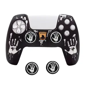 Bloody Handprint Silicone Controller Skins with 2 Thumb Gripsr Compatible with PS5 Dualsense Edge Controller Play Station 5 Accessories, Sweat-Proof Anti-Slip Cover Skin Protecto