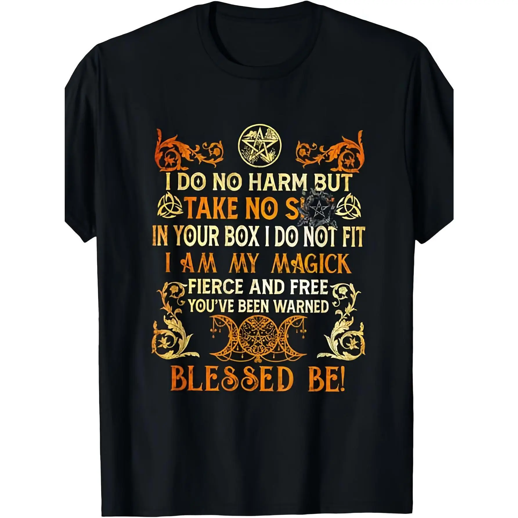 Do No Harm Be Witchy Wiccan Vintage T-Shirt - Soft Breathable Wiccan Symbol Graphic Tee, Unisex for Men & Women, Loose Fit Casual Shirt for Pagan, Witchcraft & Casual Attire, Machine WashableUnisex Mens&womens 2026 Round Neck Regular Fit Couple T