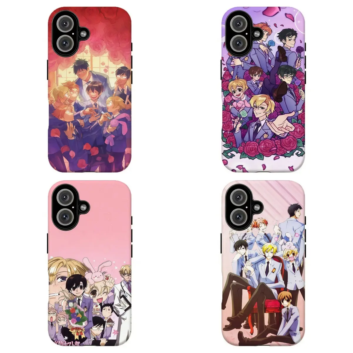 FL-0uran High School Host Club Aesthetic Phone Case, Cute Pink & Purple Anime Tough Case for Girls For Otaku Fans For iPhone 11 12 13 14 15 16 17 Air Pro Max for Samsung S26 S25 S24 S23 S22 S21 Case,Gift for her/him/fans