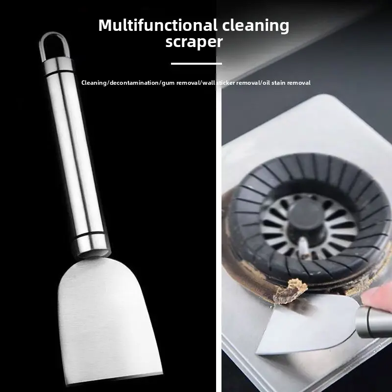 Stainless Steel Cleaning Scraper, Heavy-Duty Grease & Adhesive Remover Tool for Kitchen, Tile, Grout & Home Cleaning
