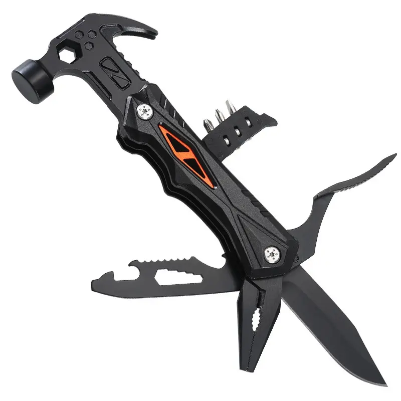 Folding Multi-Tool Claw Hammer - Compact Foldable Retract Single Tool with Car Emergency Car Windows Breaking Escape Pliers for Outdoor Camping