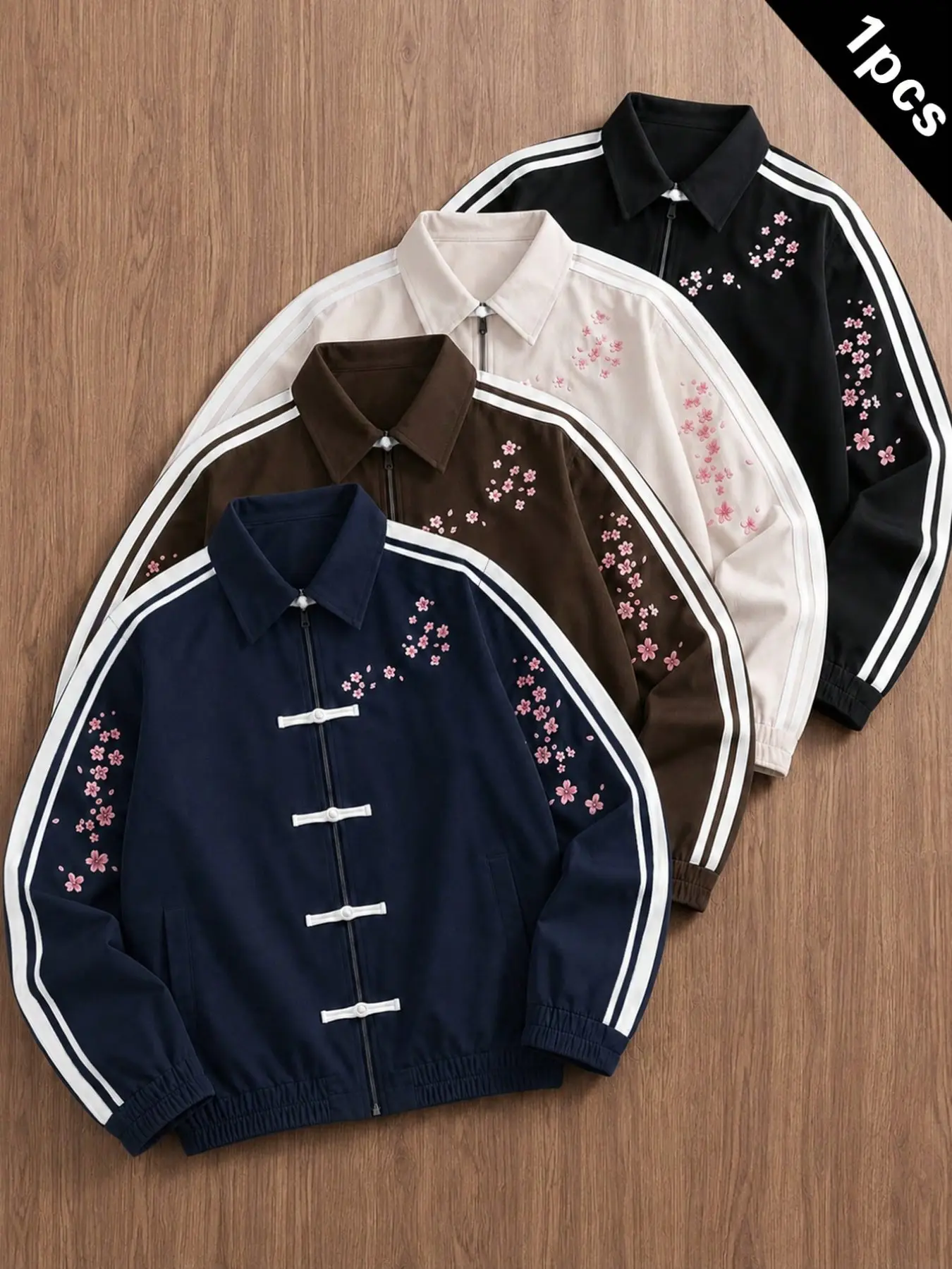Men's Japanese Style Sport Jacket, Cherry Blossom Design, Loose Fit, Street Fashion, Spring & Fall, Unisex, Perfect Gift