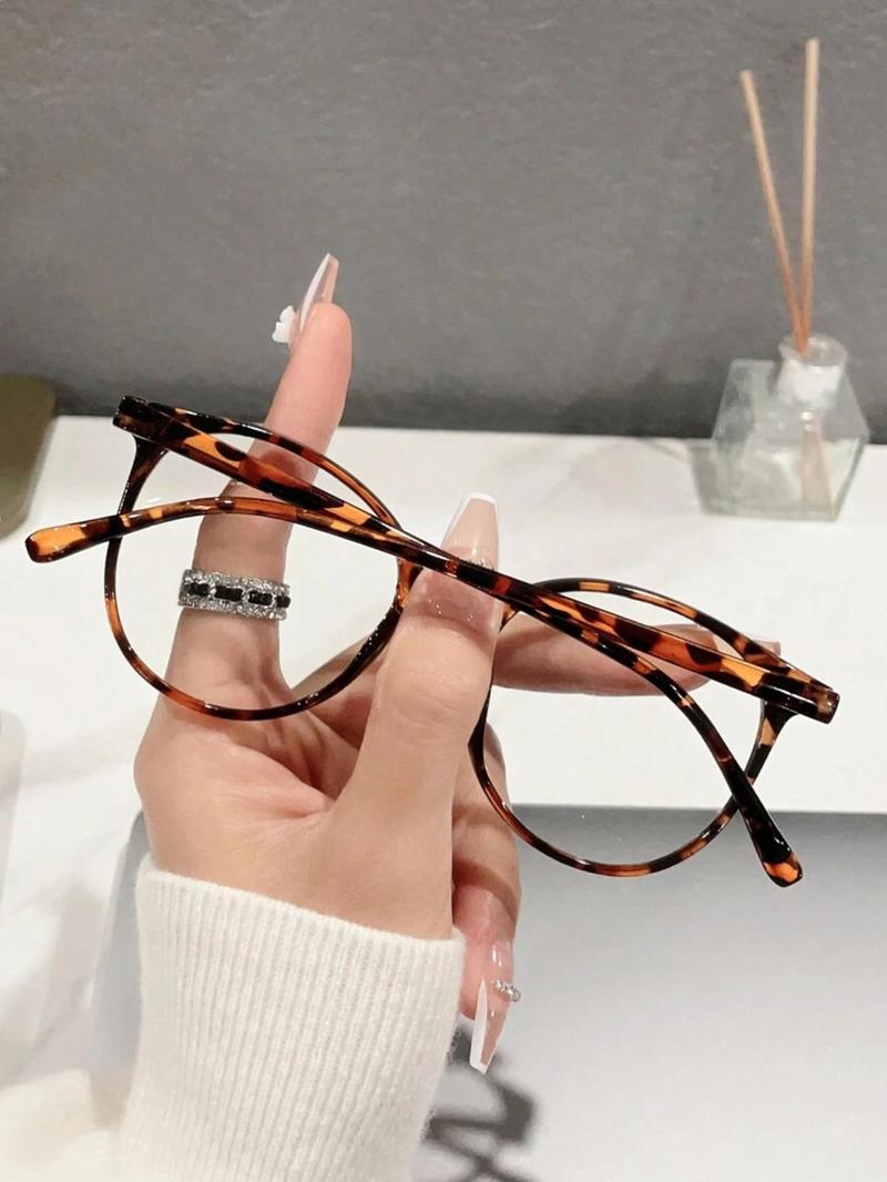 Women's Round Frame Anti-Blue Light Fashion Glasses, Anti Eyestrain Eyewear, Daily Wear Transparent Eyewear Accessories, Polycarbonate Material, Cute Style