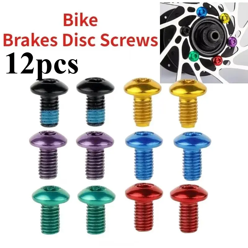12pcs Bicycle Color Disc Screws M5x9mm T25 Bicycle Brake Pad Disc Fixed Mounting Screws Bicycle Brake Rotor Screws Bike Accessories