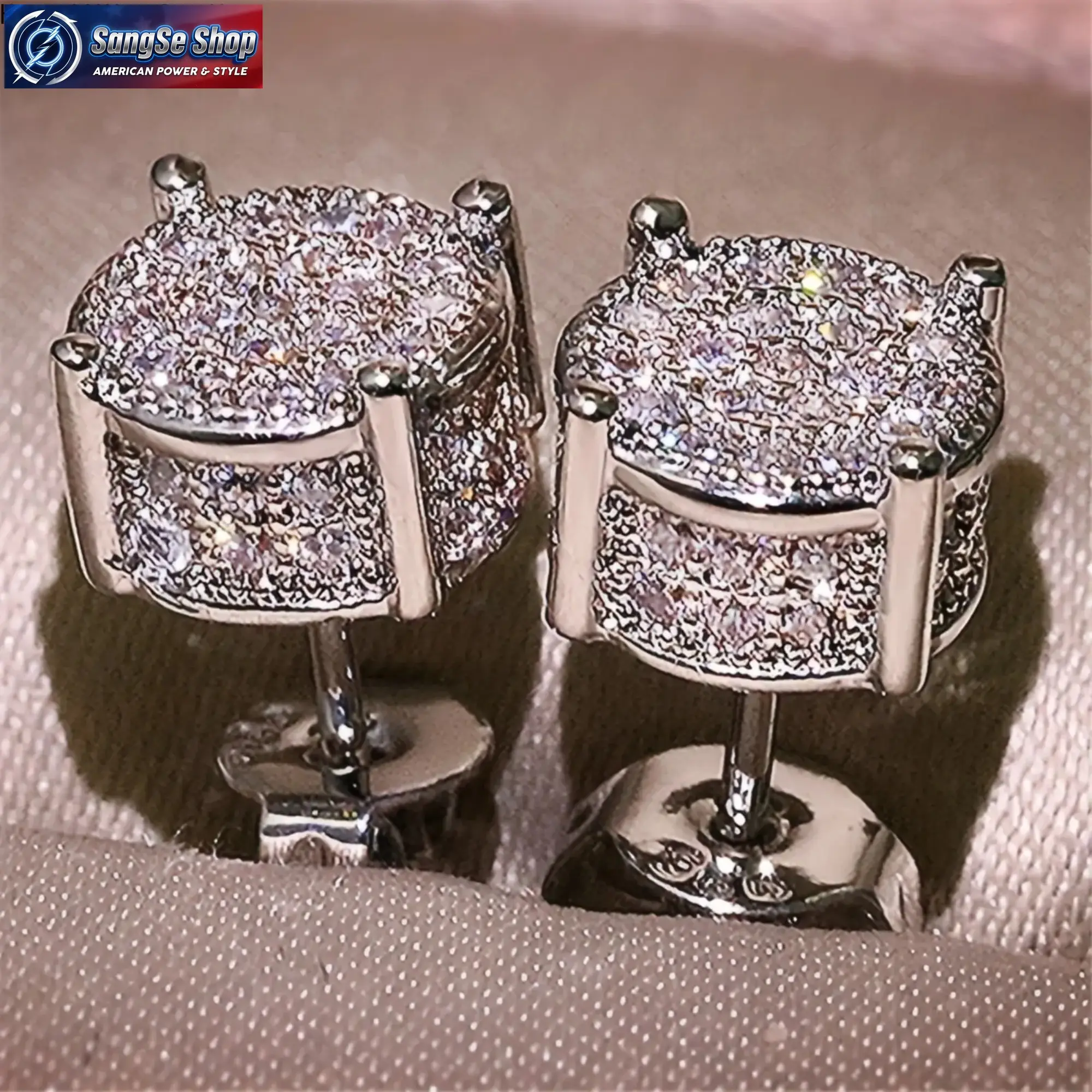 Classic Round Rhinestone Circle Stud Earrings, Hypoallergenic Unisex Jewelry with a Silver Tone Setting, Sparkling for Parties & Daily Wear, Ear Studs