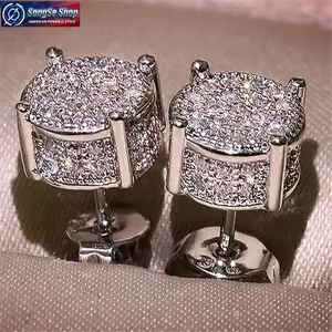 Shiny Crystal Stud Earrings for Men and Women, Hypoallergenic Round Rhinestone Inlaid Fashion Jewelry, Bling Ear Piercing Earrings for Daily Wear, Party, Travel and Casual Outfit Styling Accessory