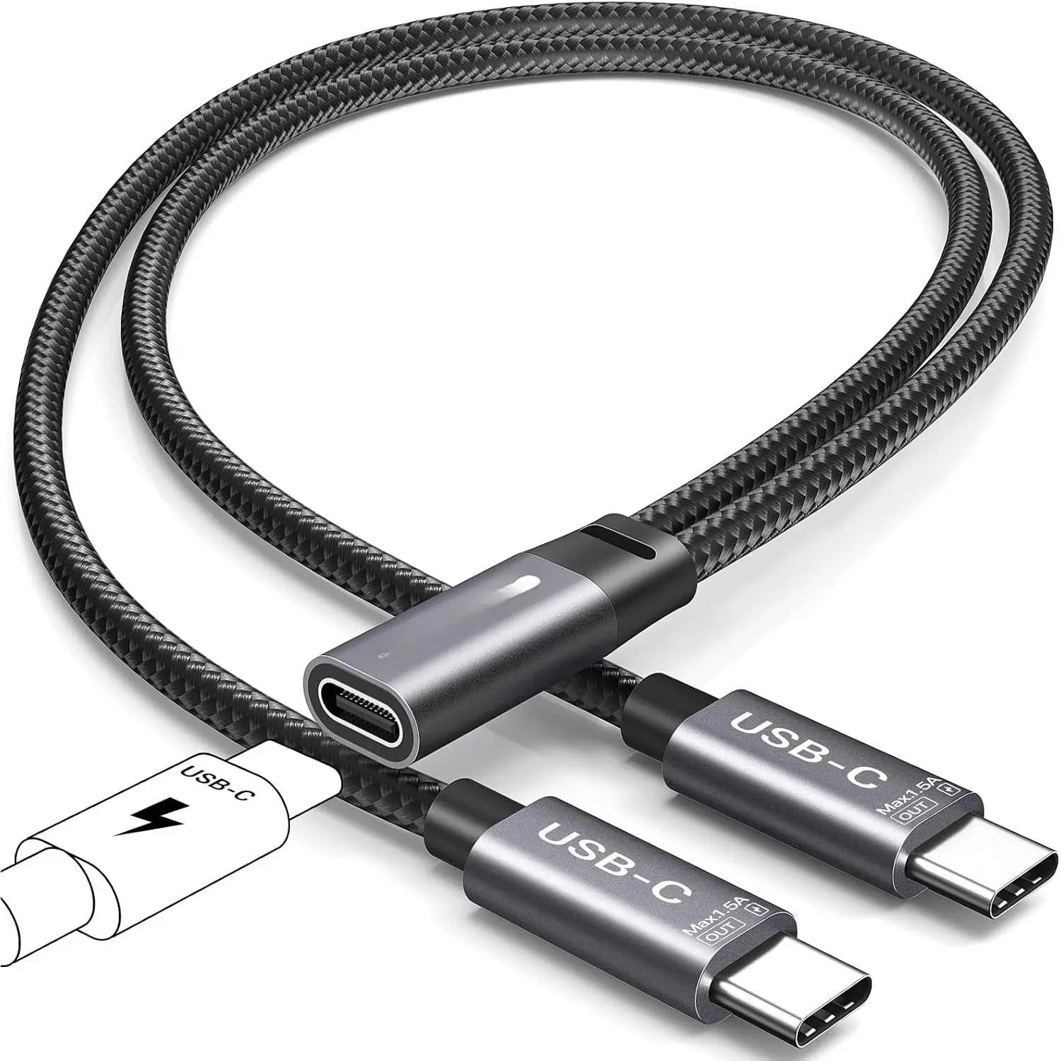 USB C Splitter , USB C Power Splitter 1 in 2 Out