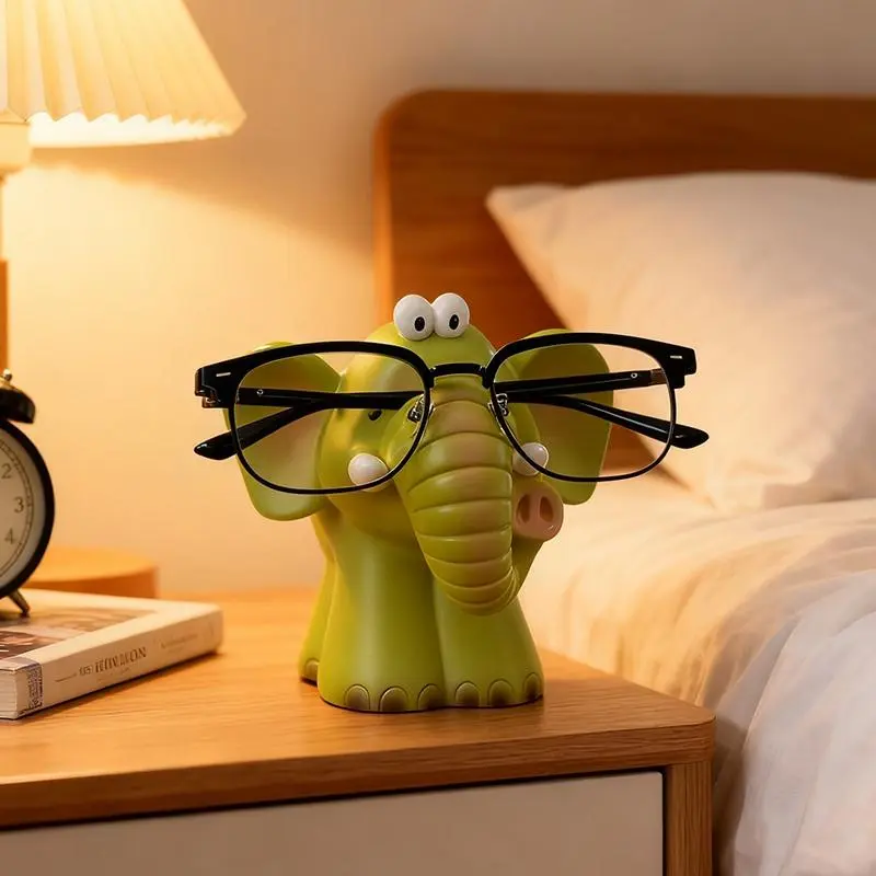 1 pc Cute Cartoon Elephant Decorative Glasses Holder Stand - Desk Decorations, Home Office Decor Ornaments for Desktop Home Supplies, Elephant Shape