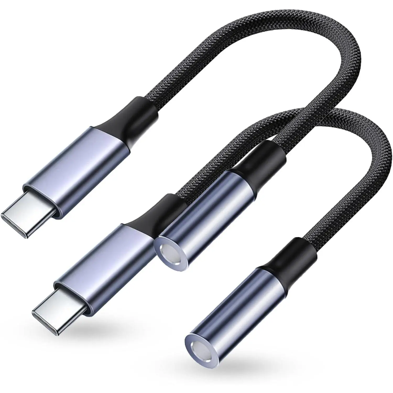 2-Pieces USB-C to 3.5mm Headphone Jack Adapter, USB-C Aux Female Audio Dongle Cable with Protective Case, HDMI Split Function & AirPods Multi-Function Cleaning Kit Compatible with iPhone 15 Series, Samsung Galaxy S23/S22 Ultra, iPad Pro, MacBook