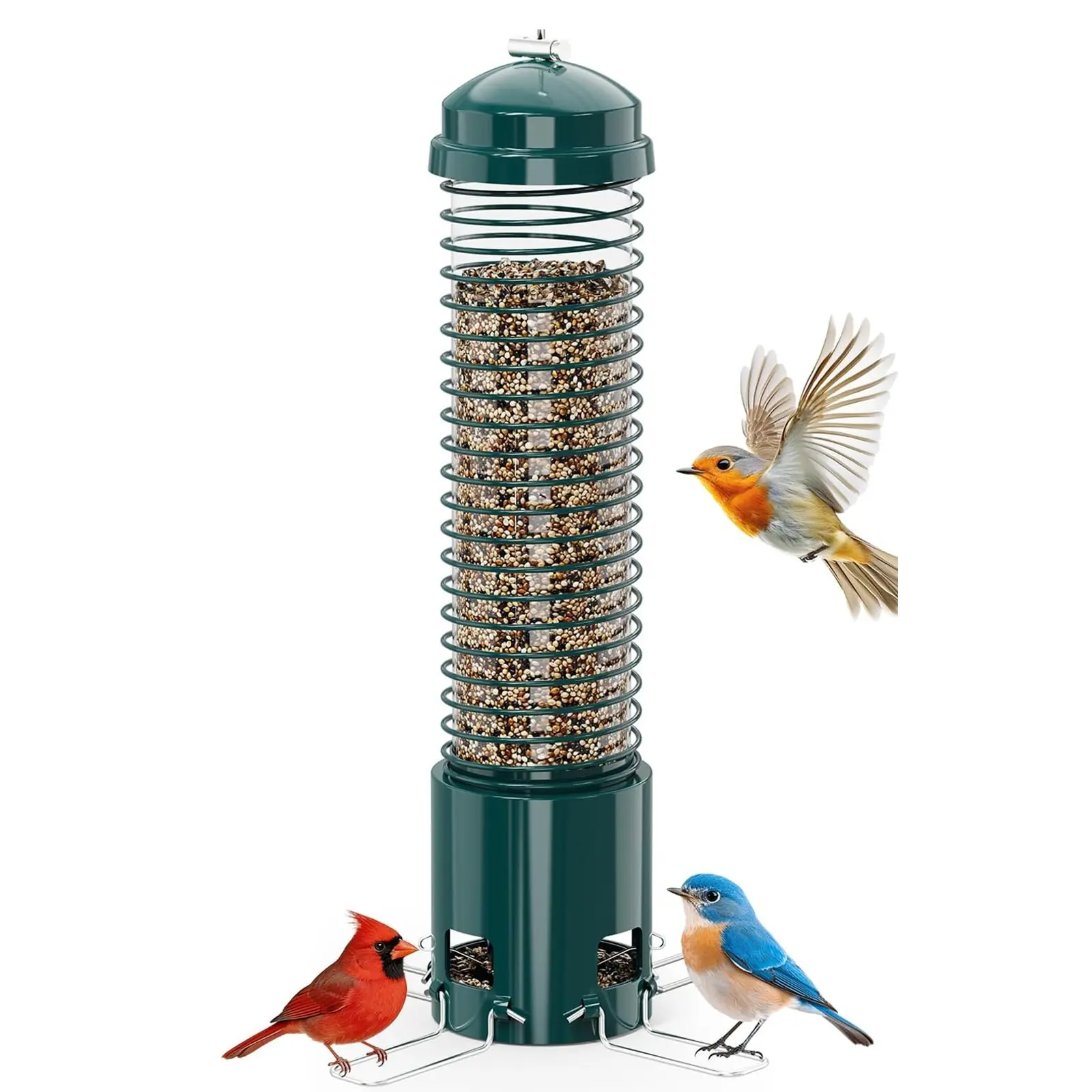 Legacy Squirrel-Proof Bird Feeder for Wild Birds – 2.6 Lb Capacity, 4 Metal Perches and Ports, Weight-Adjustable Squirrel-Proof Shroud, Chew-Proof, Detachable for Easy Cleaning