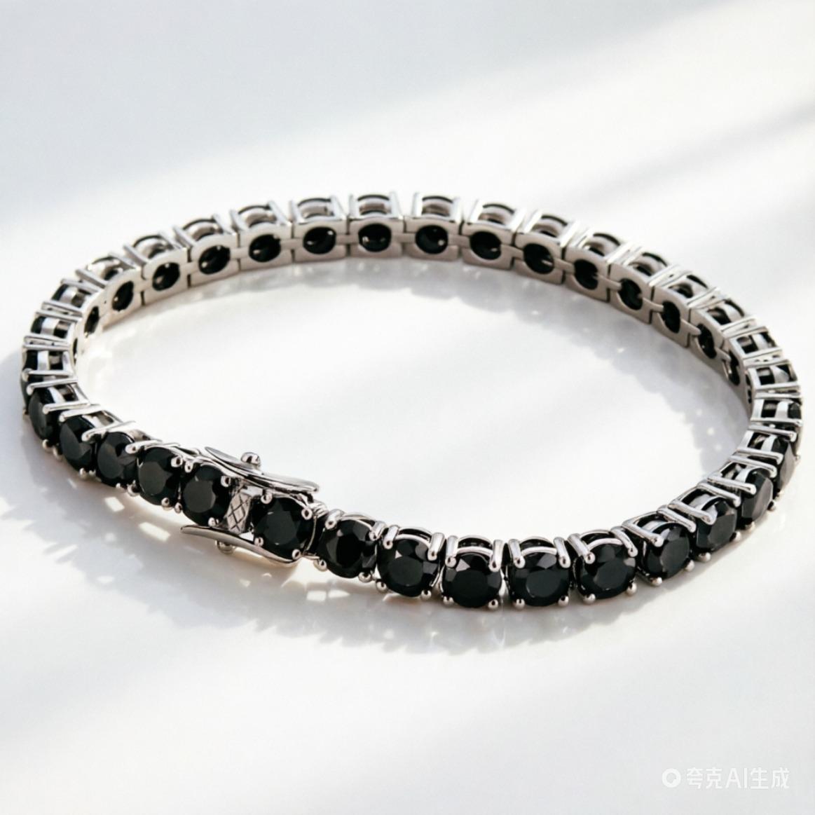 Genuine 925 Sterling Silver Black Moissanite Tennis Bracelet 3/4/5mm, Exquisite Premium Luxury Unisex Jewelry Gift for Women Men, Trendy Iced Out Style