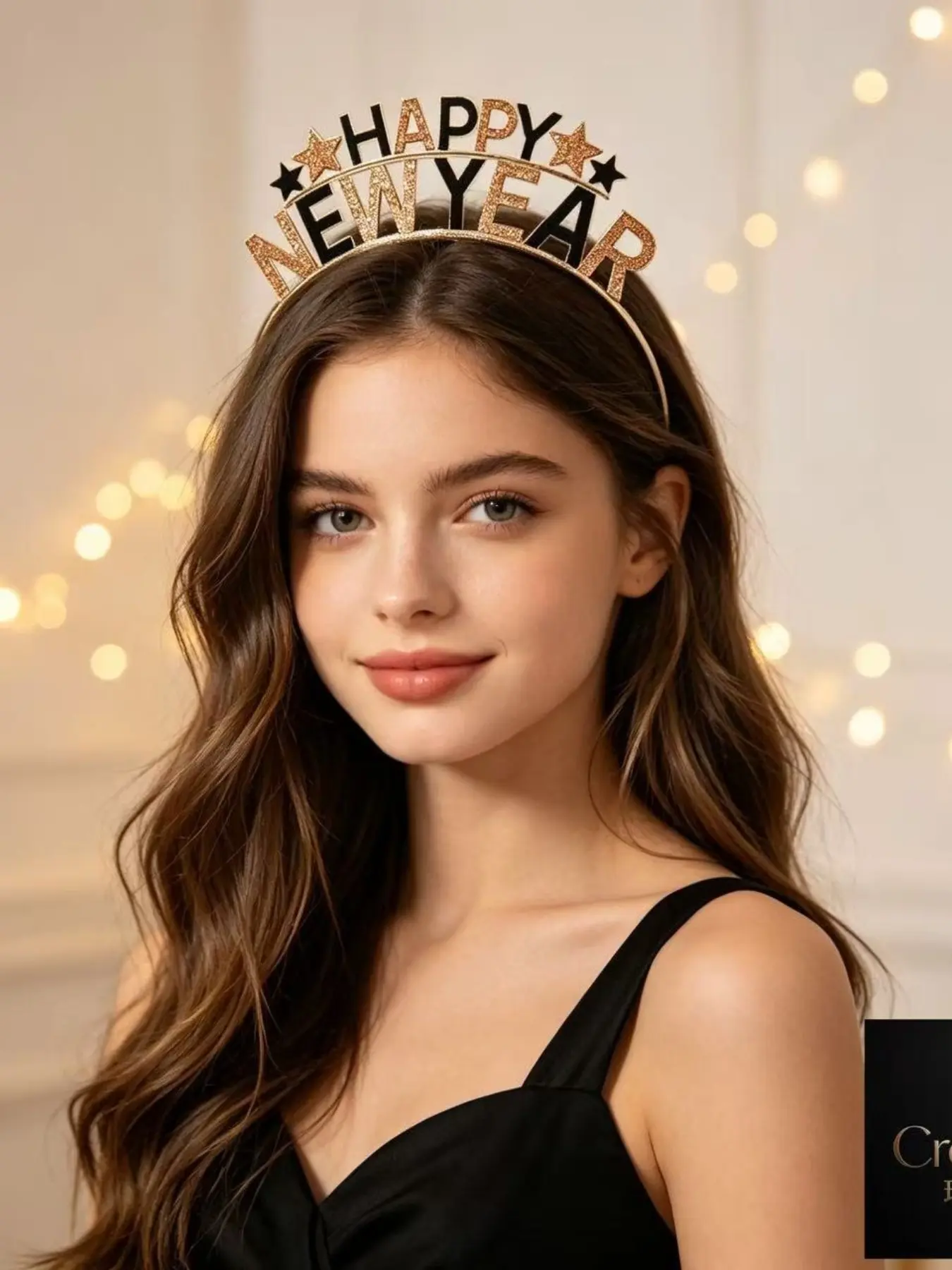 Happy New Year Metal Letter Headband, Festive Party Accessory, Christmas Hair Band, Elegant Design for Celebrations